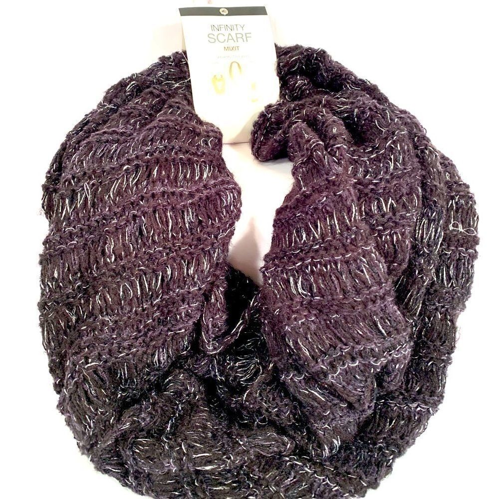BLACK & METALLIC SILVER INFINITY SCARF MIXIT NWT